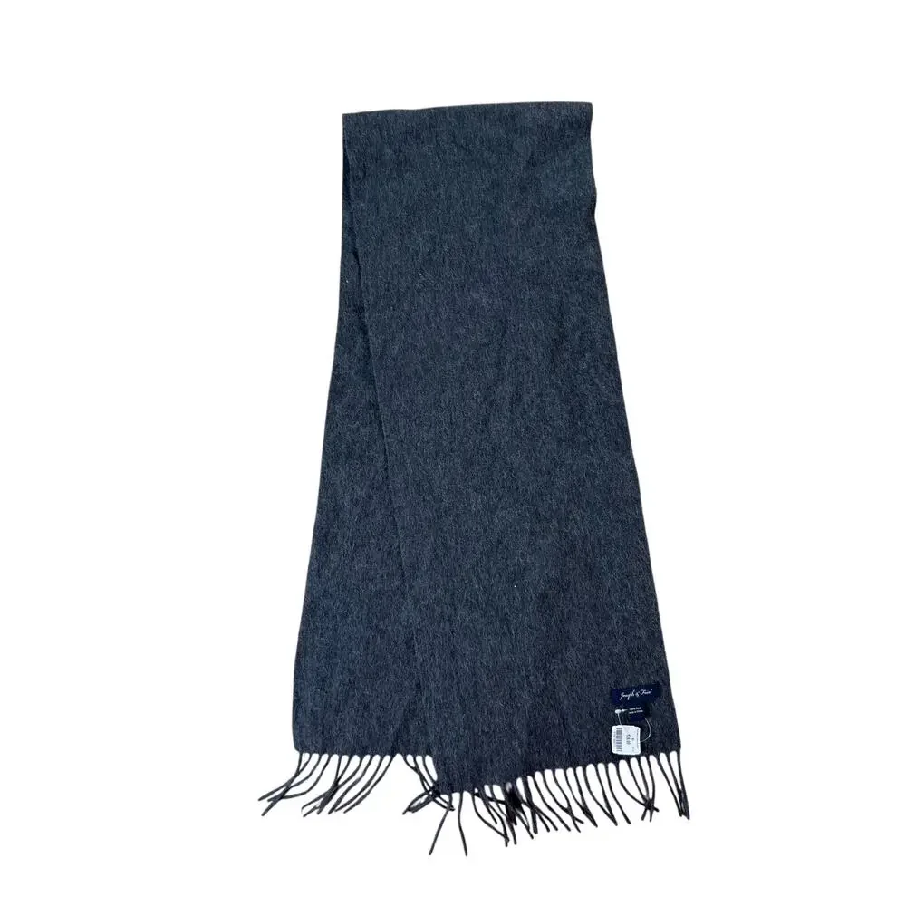 NWT Joseph & Feiss 100% Wool Scarf Charcoal Gray Fringe Classic Men's Winter